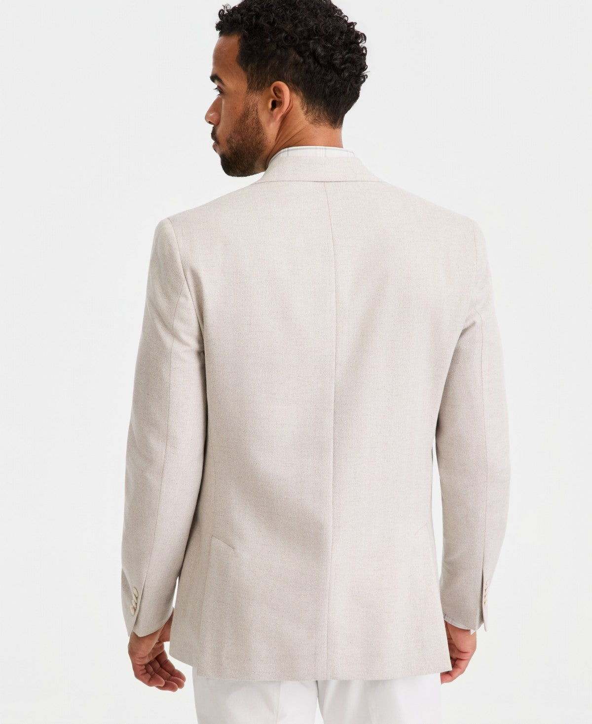 Michael Kors Mens Classic fit Linen Sport Coat Blazer 44 R Beige Herringbone