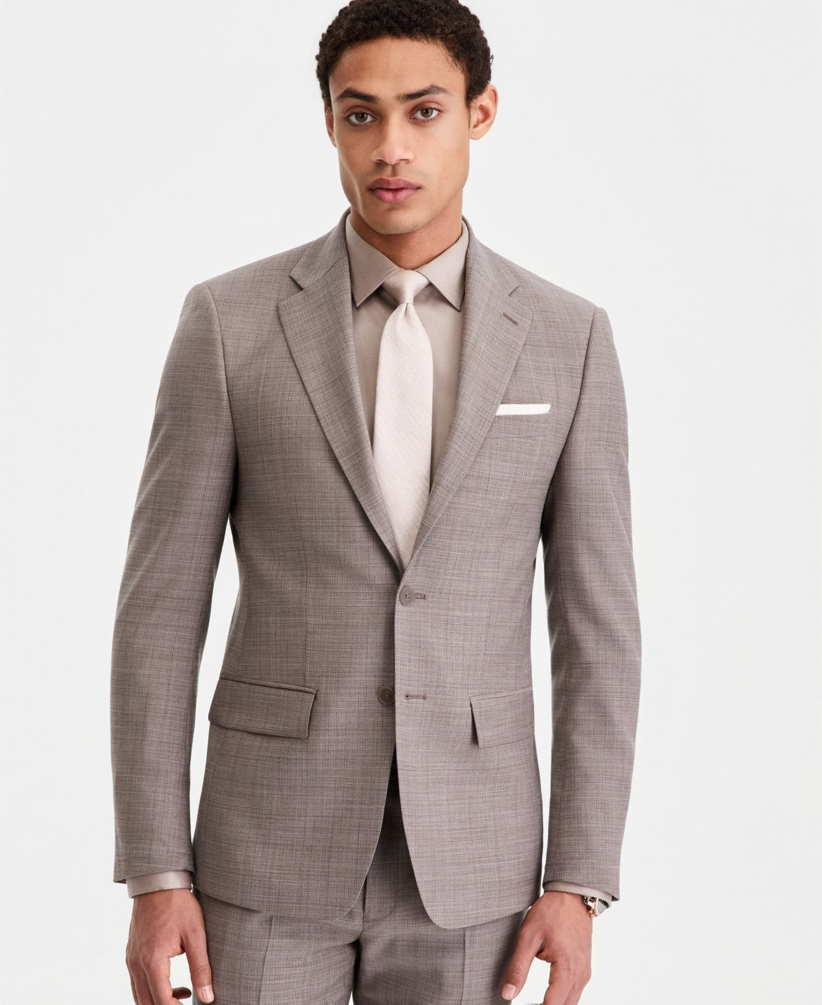 Calvin Klein Mens Slim fit Wool Suit Jacket Blazer 40 R Light Brown Solid