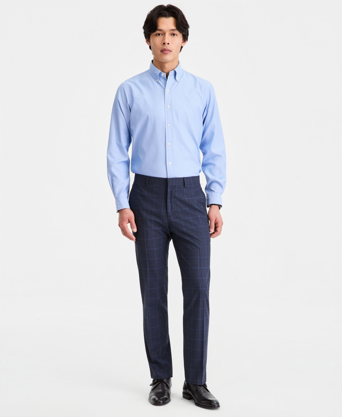 Kenneth Cole Mens Slim fit Dress Pants 32 / 29 Blue Windowpane