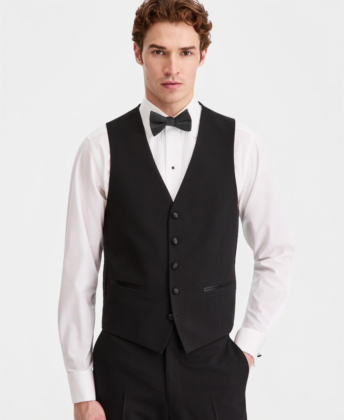 Kenneth Cole Reaction Men's Slim-Fit Techni-Cole Tuxedo Vest Small Black
