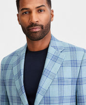 Michael Kors Mens Classic fit Wool Linen Sport Coat Blazer 44 S Green Blue Plaid