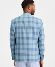 Michael Kors Mens Classic fit Wool Linen Sport Coat Blazer 44 S Green Blue Plaid