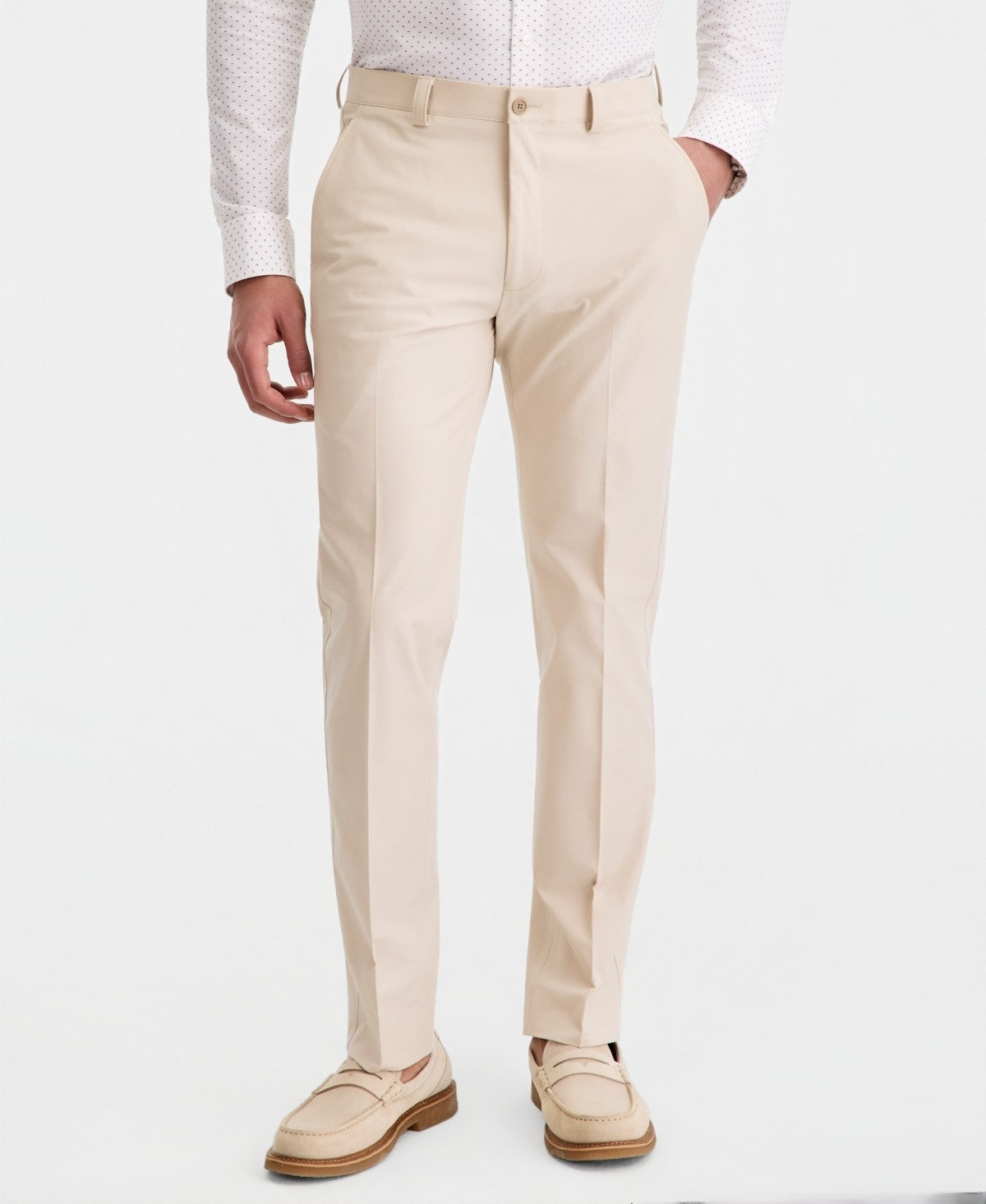 Calvin Klein Mens Slim fit Cotton Dress Pants 34 / 30 Tan Beige Solid
