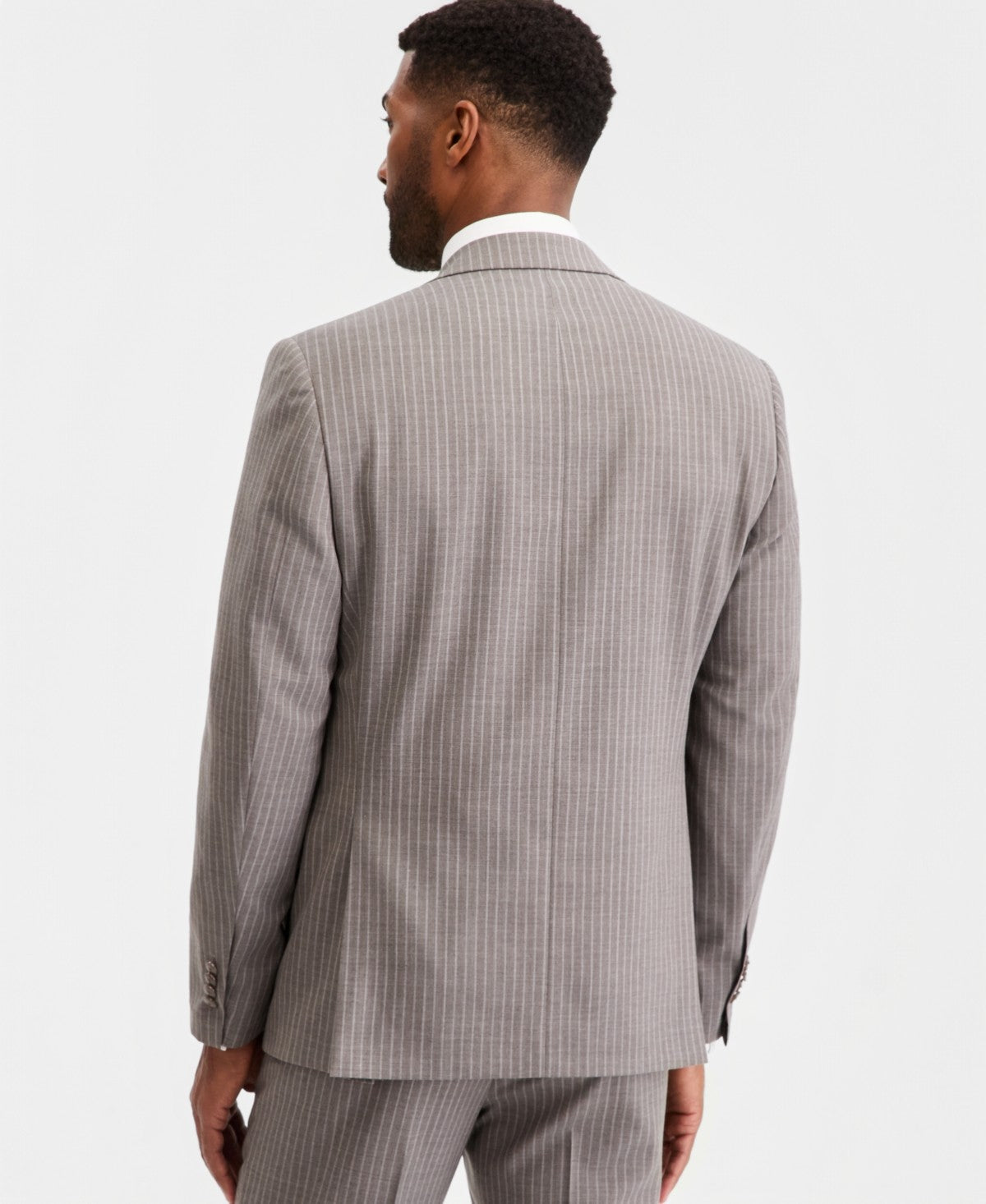 Michael Kors Mens Classic fit Wool Suit Jacket Blazer 44 L Light Brown Pinstripe