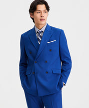 Kenneth Cole Mens Slim Double Breasted 2 Piece Suit 42 S Pants 35 / 32 Blue