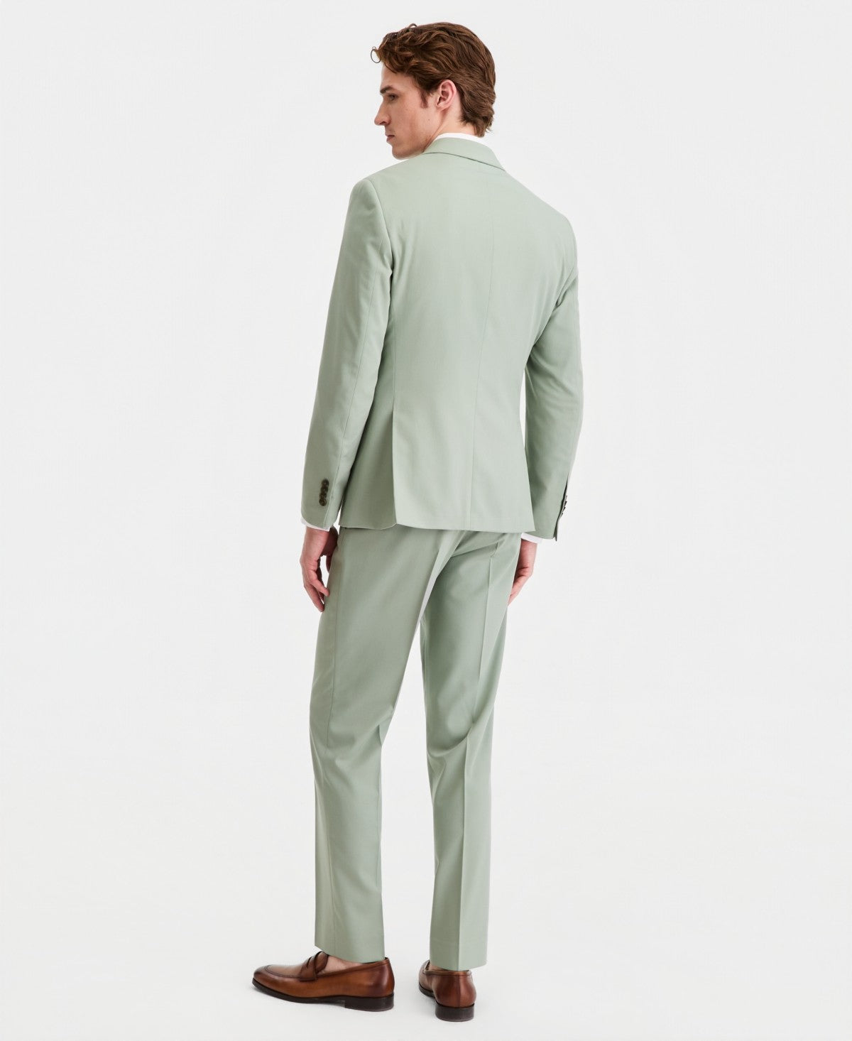 Kenneth Cole Mens Slim fit 3 Piece Vested Suit 36 S Pants 29 / 32 Green Solid