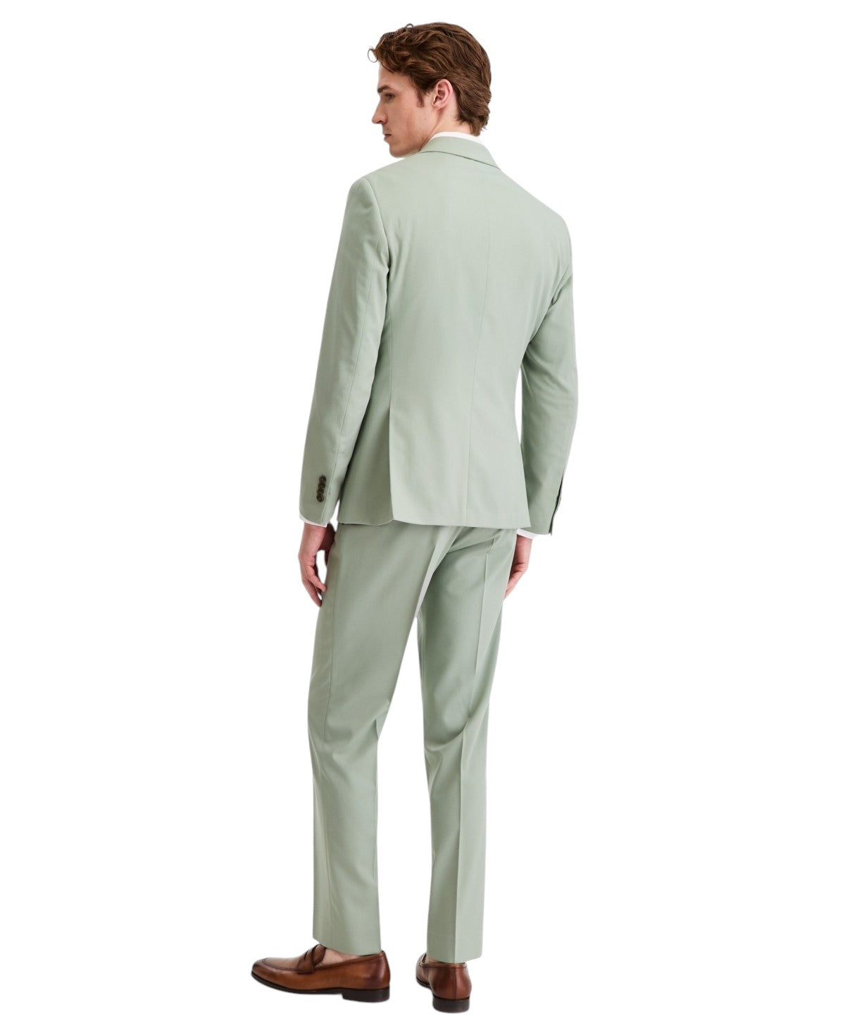 Kenneth Cole Mens Slim fit 3 Piece Vested Suit 38 R Pants 31 / 32 Light Green