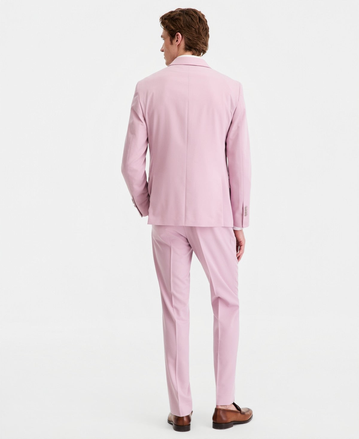 Kenneth Cole Reaction Mens Slim fit 3 Piece Vested Suit 42 S Pants 35 / 30 Pink