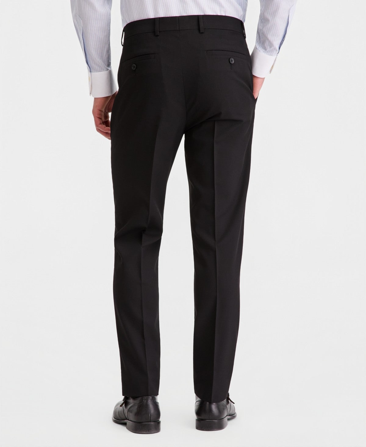 Kenneth Cole Mens Slim fit 3 Piece Suit 42 R Pants 35 / 32 Black Solid