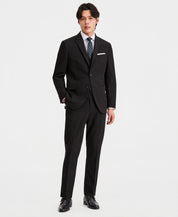 Kenneth Cole Mens Slim fit 3 Piece Suit 44 R Pants 37 / 32 Black Solid