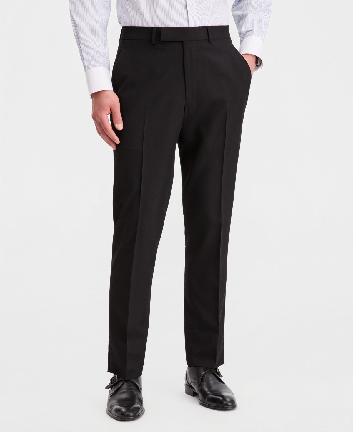 Kenneth Cole Mens Slim fit 3 Piece Suit 44 R Pants 37 / 32 Black Solid