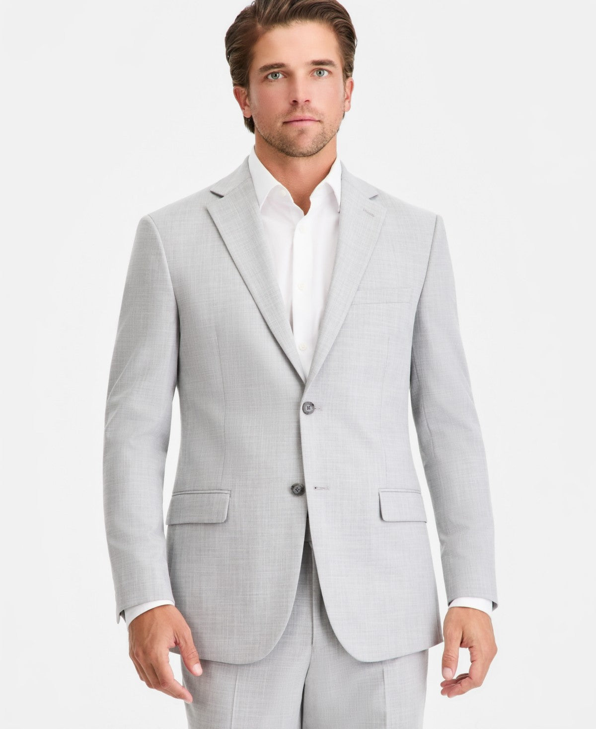 Dkny Mens Modern fit 2 Piece Suit 38 R Pants 31 / 32 Light Gray Solid