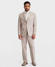 Perry Ellis Portfolio Mens Modern fit 2 Piece Suit 42 L Pants 35 / 34 Light Tan