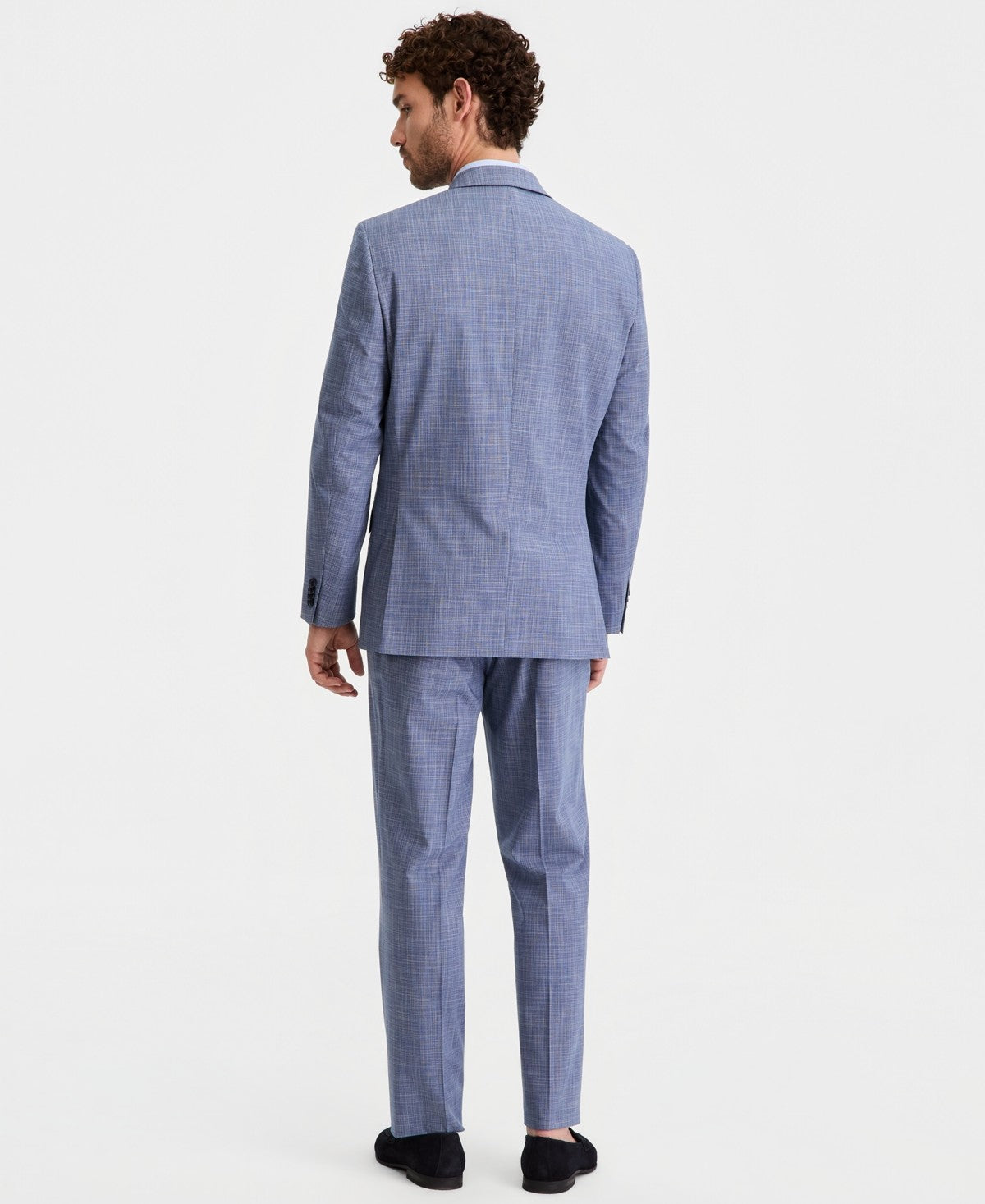 Perry Ellis Portfolio Mens Modern fit 2 Piece Suit 50 L Pants 44 / 33 Blue Solid