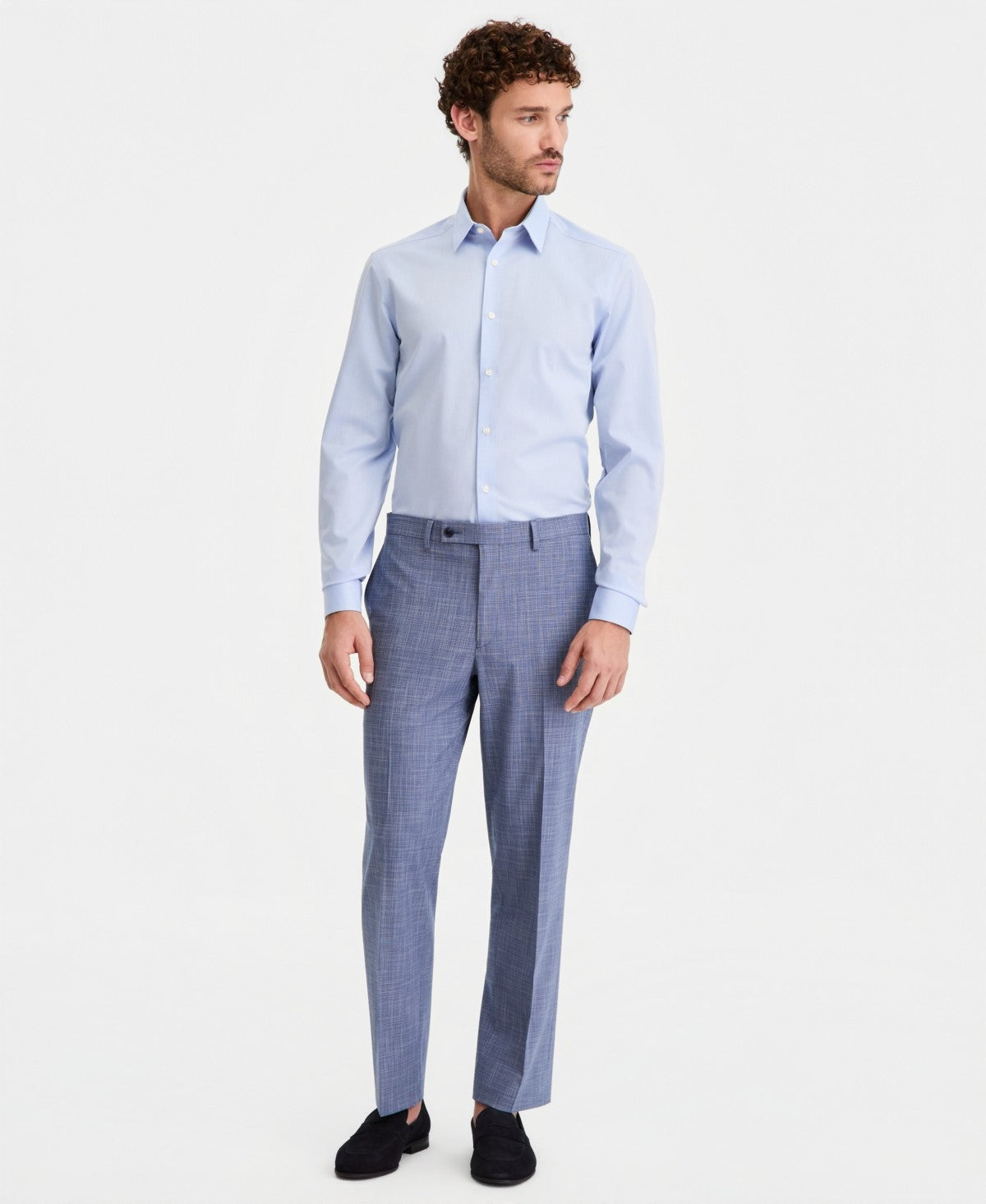 Perry Ellis Portfolio Mens Modern fit 2 Piece Suit 50 L Pants 44 / 33 Blue Solid