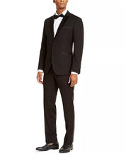 Kenneth Cole Reaction Men's Slim-Fit Stretch Black Peak Tuxedo Suit 44L 37 x 32