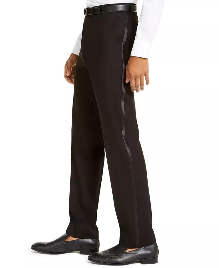 Kenneth Cole Reaction Men's Slim-Fit Stretch Black Peak Tuxedo Suit 44L 37 x 32