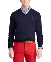 Polo Ralph Lauren Men's Cotton V-Neck Sweater Hunter Navy 2XL