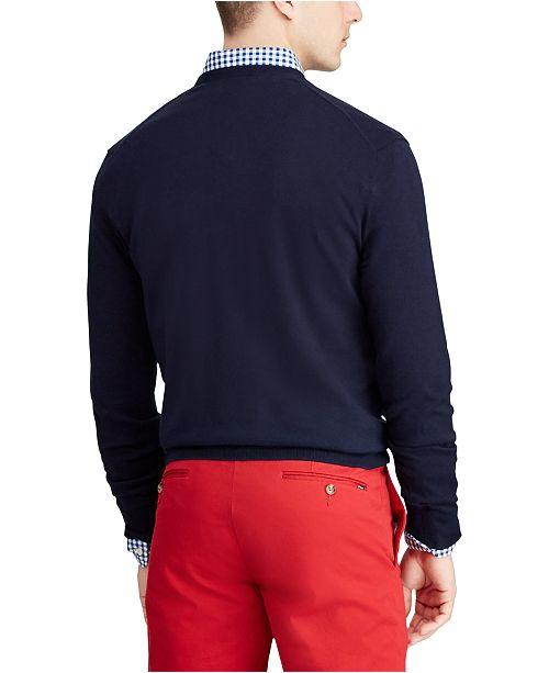 Polo Ralph Lauren Men's Cotton V-Neck Sweater Hunter Navy 2XL