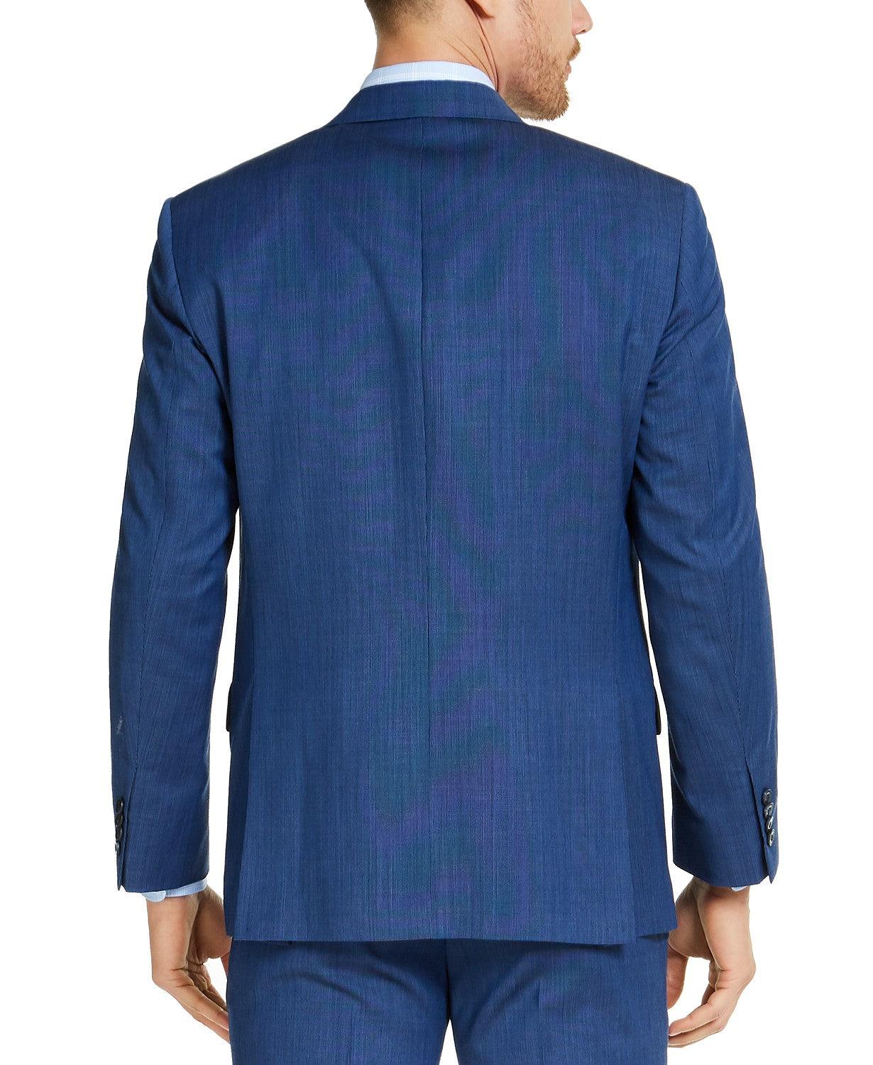 Michael Kors Mens Classic-Fit Airsoft Stretch Suit Jacket Blue Tic 50L