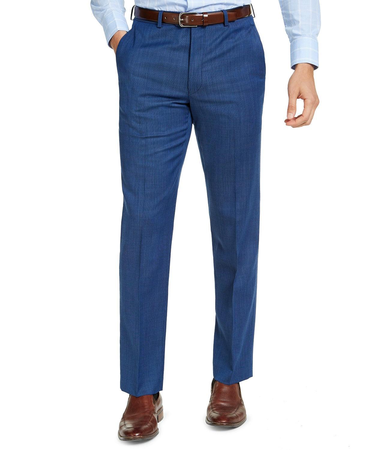 Michael Kors Mens Classic Fit Suit Dress Pants Blue Tic 36 x 32