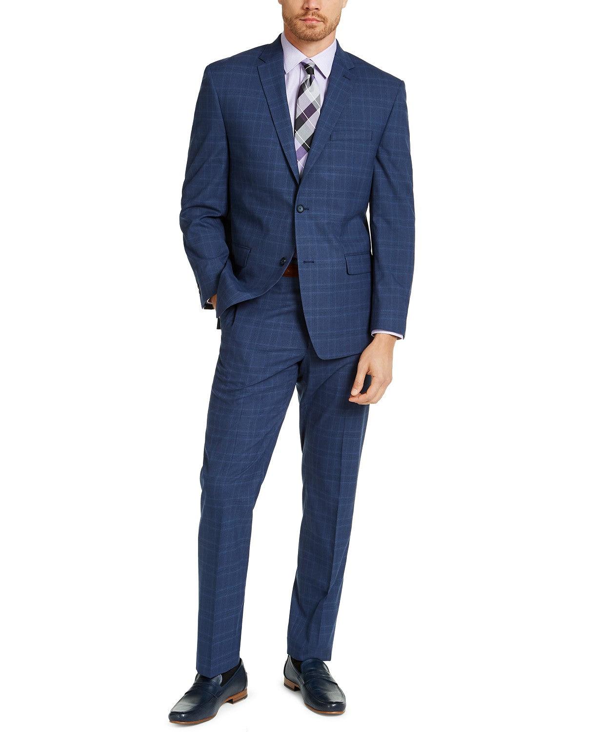 Marc New York Mens Classic fit Suit Jacket Only Blazer 40 R Blue Plaid