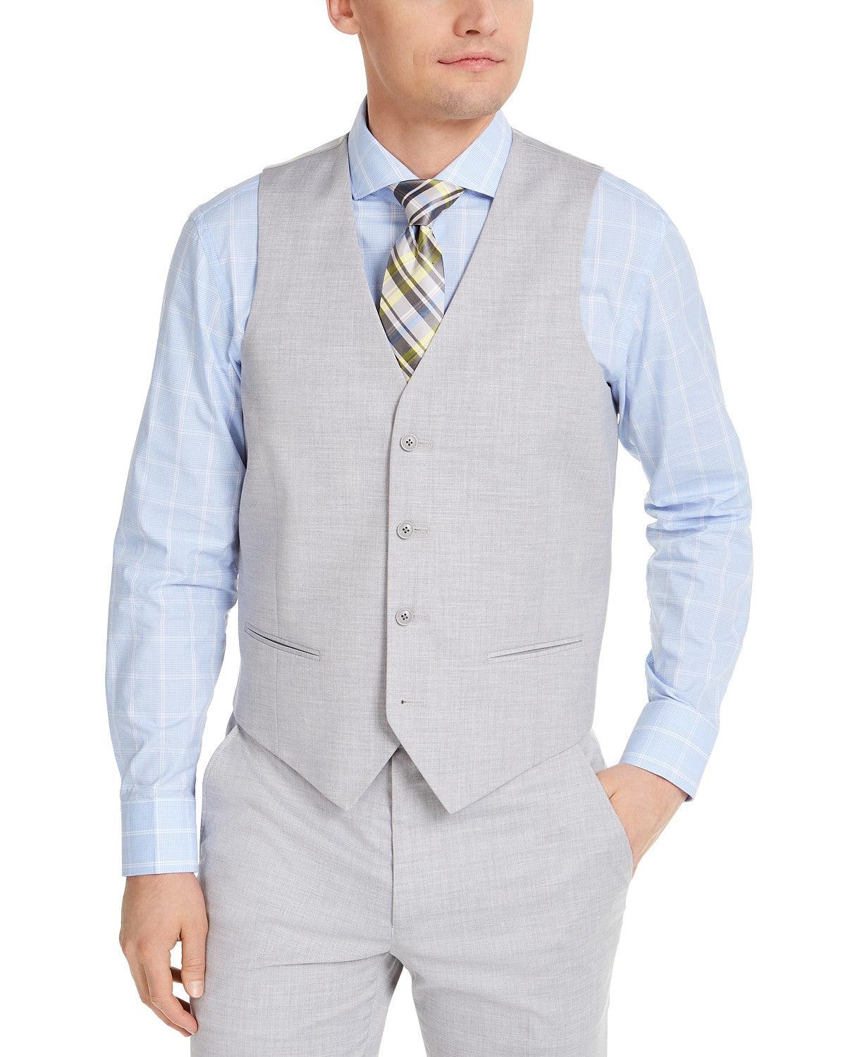 Alfani Men's Classic-Fit Stretch Gray Solid Suit Vest XL