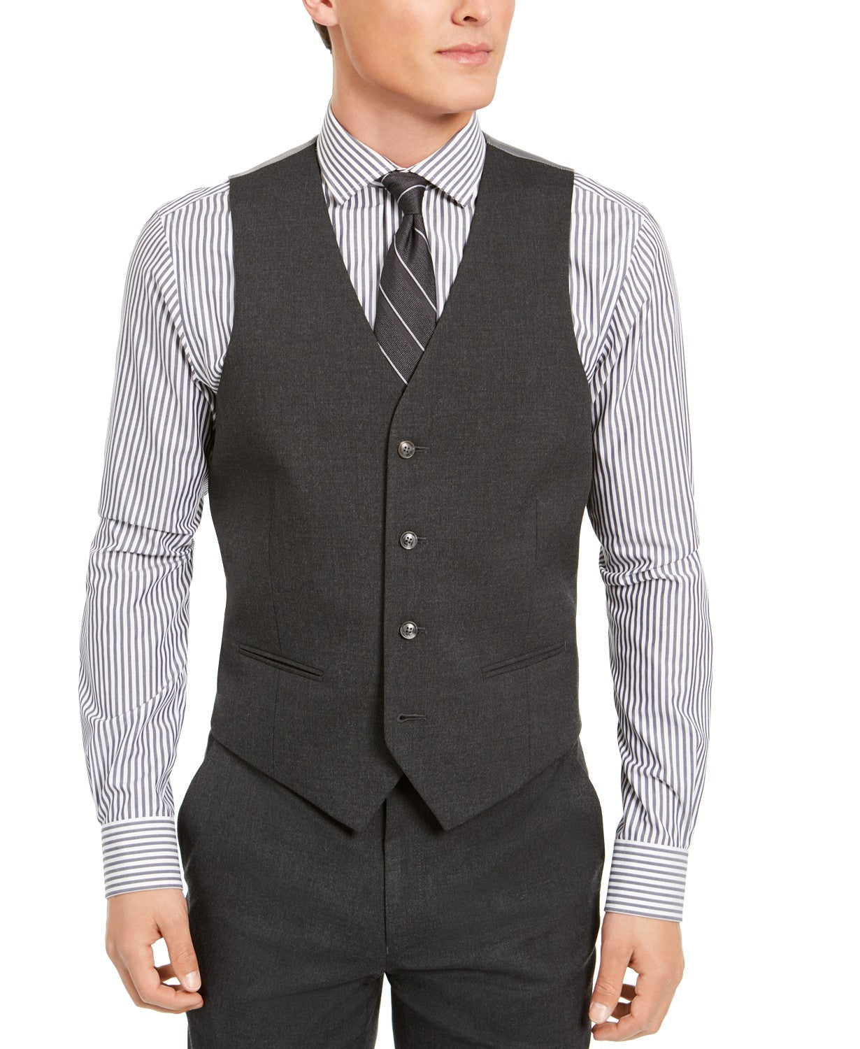 Alfani Men's Classic-Fit Charcoal Suit Vest Small