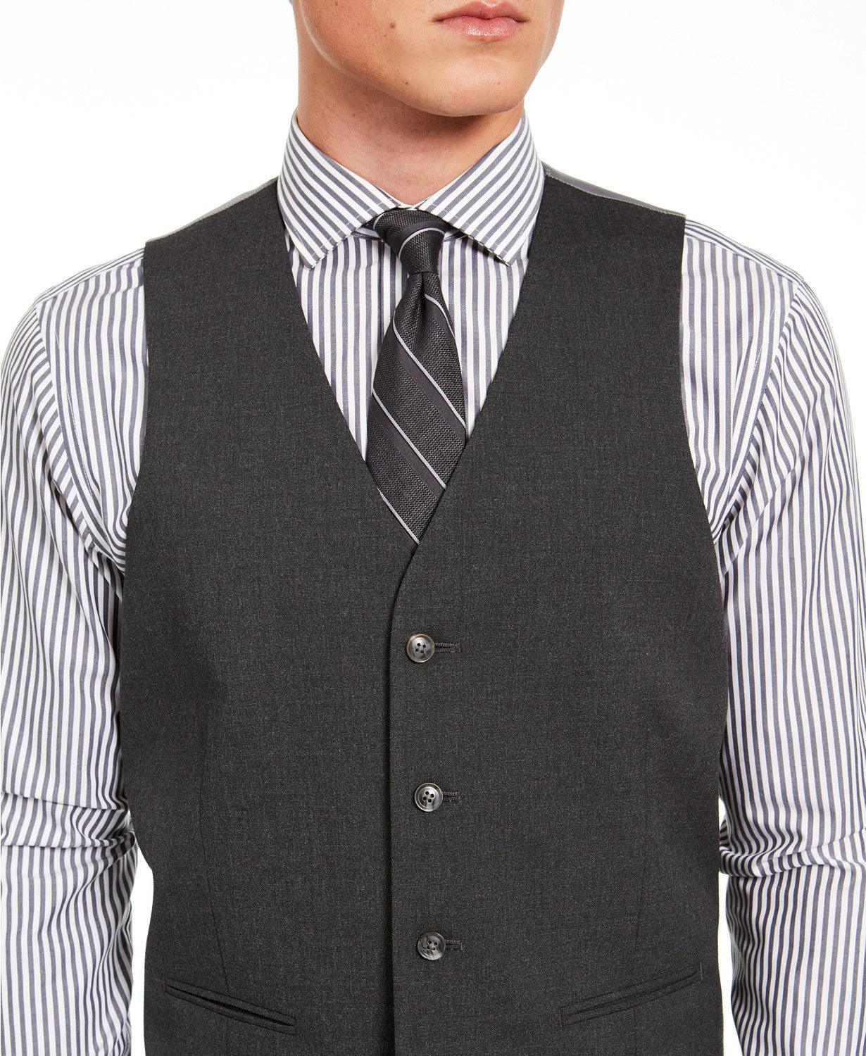 Alfani Mens Classic-Fit Stretch Suit Vest Charcoal Large