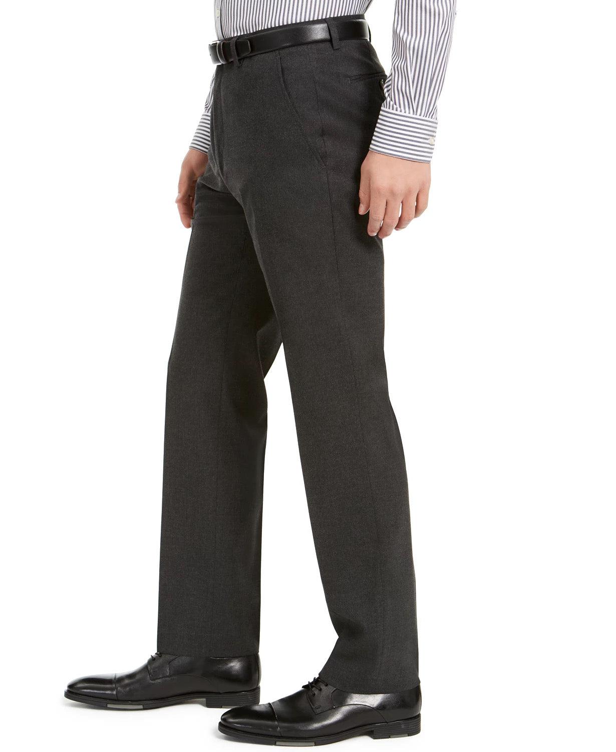 Alfani Mens Classic fit Dress Pants 34 / 30 Grey Solid Stretch