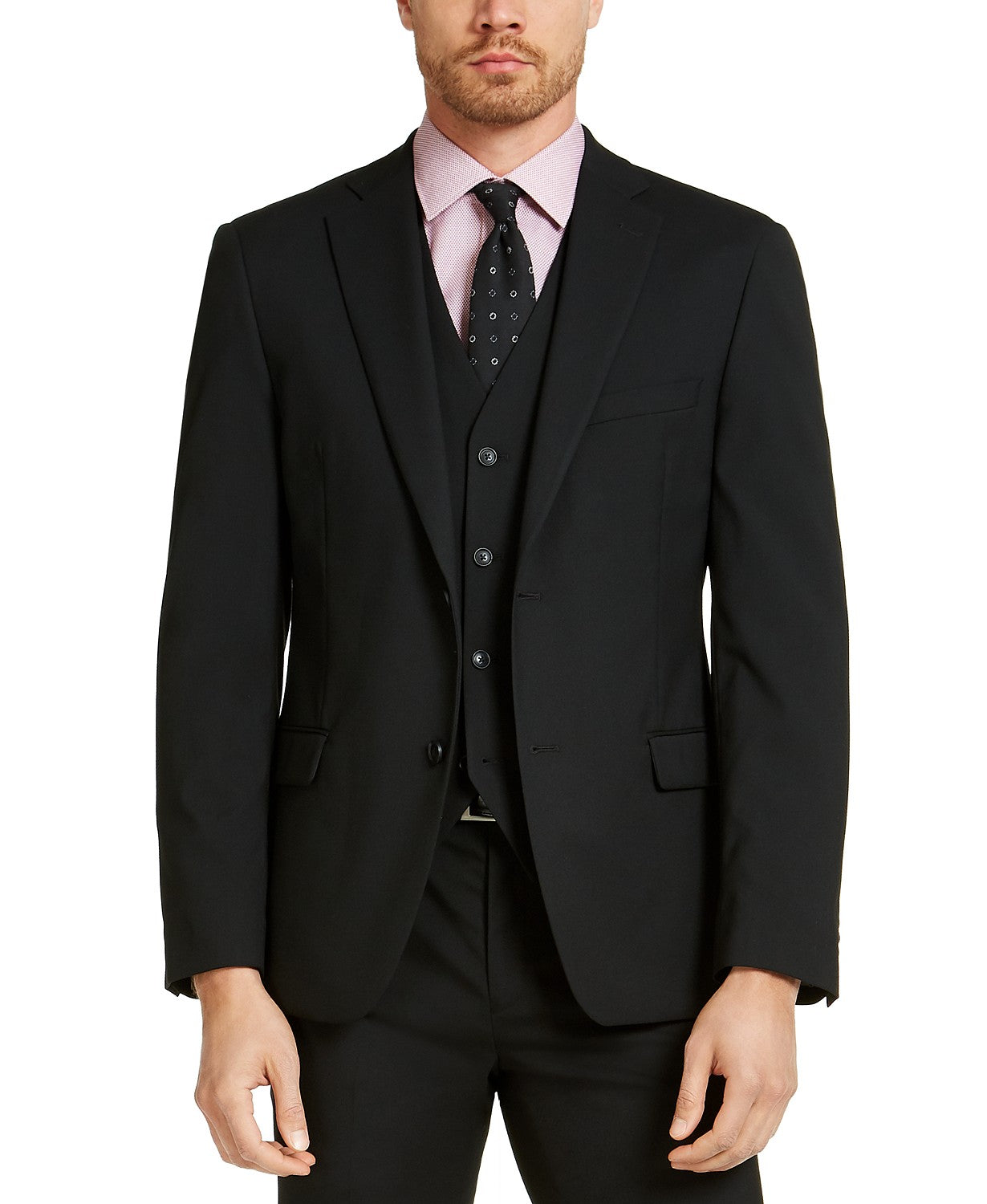 Alfani Men Slim fit Suit Jacket Blazer 44 L Black Solid Stretch