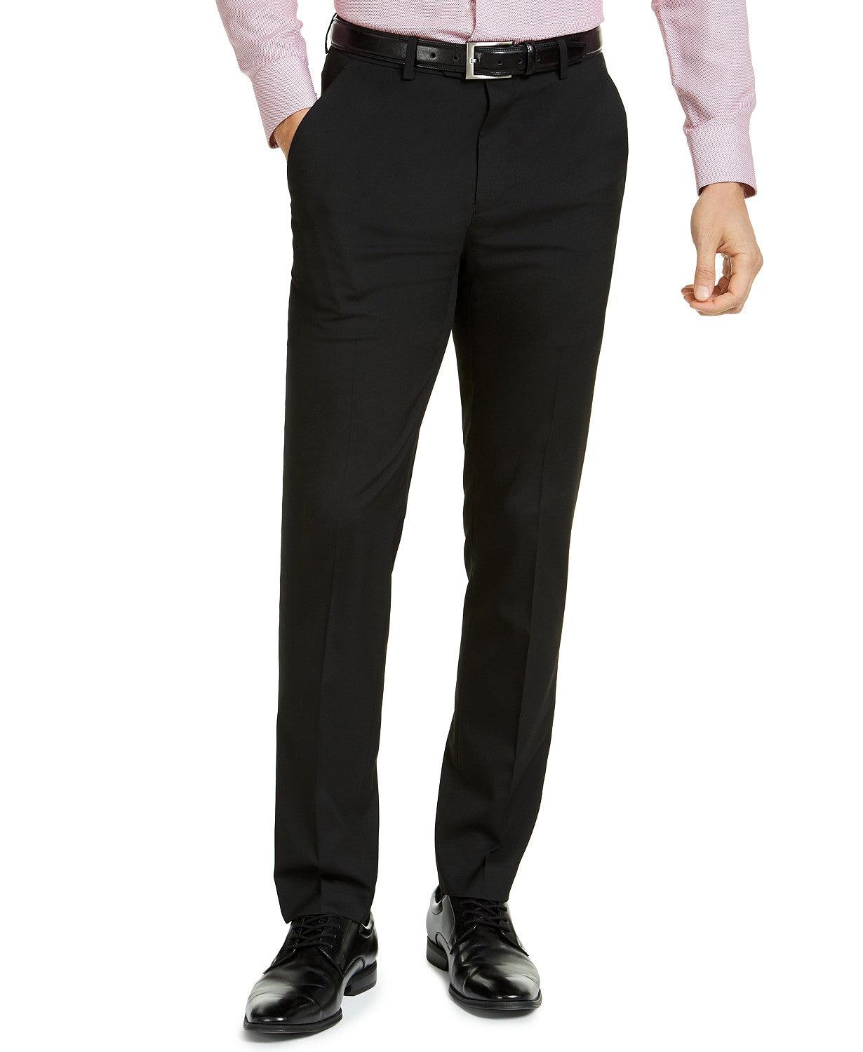 Alfani Mens Slim fit Dress Pants 34 / 30 Black Solid Stretch