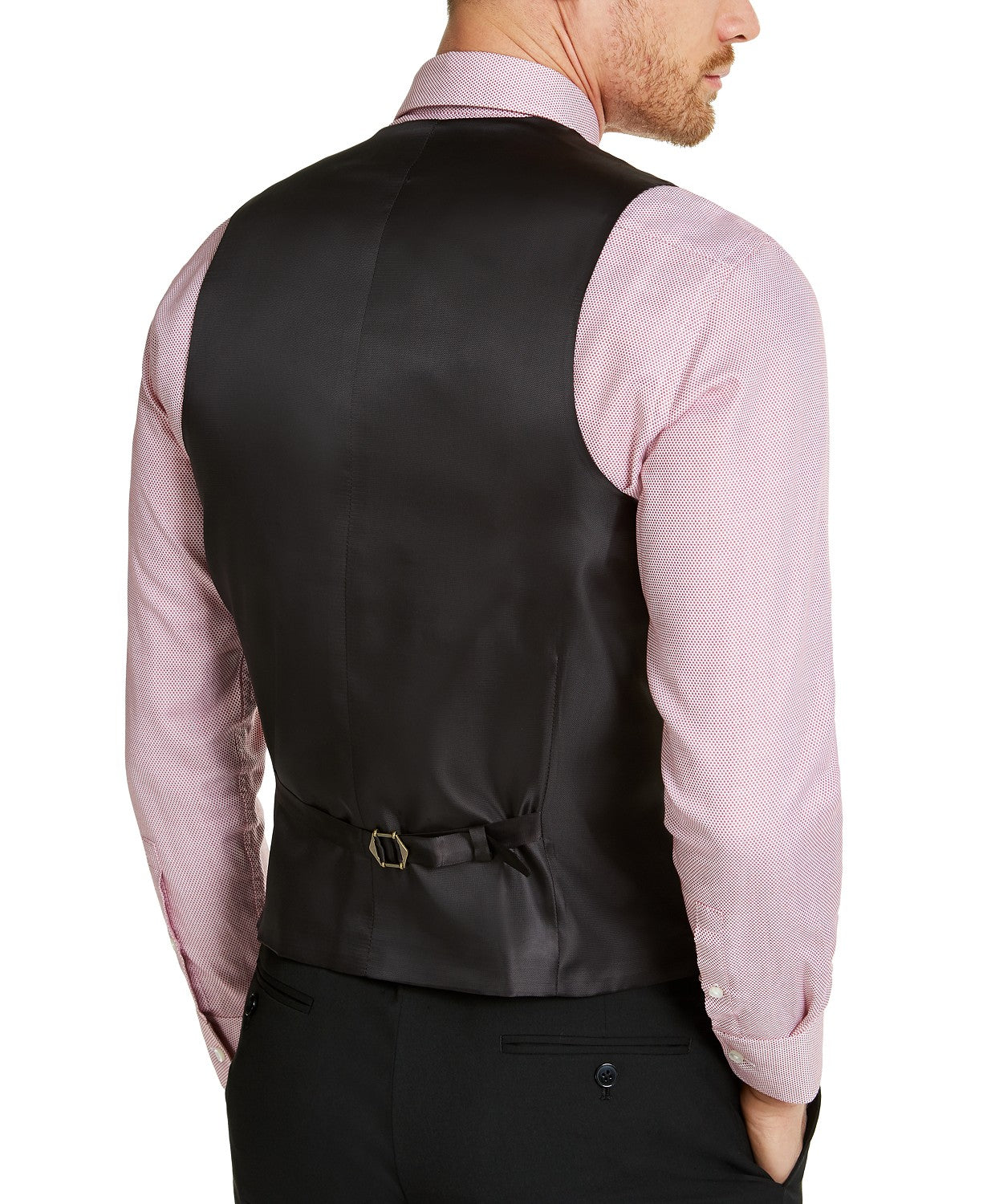 Alfani Mens Slim fit Button-Up Suit Vest Small Black Solid Stretch