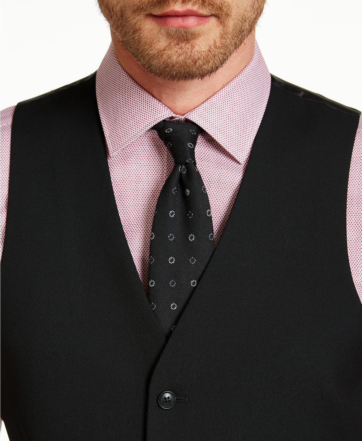 Alfani Mens Slim fit Button-Up Vest Small Black Solid Stretch