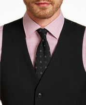 Alfani Mens Slim fit Button-Up Vest Small Black Solid Stretch