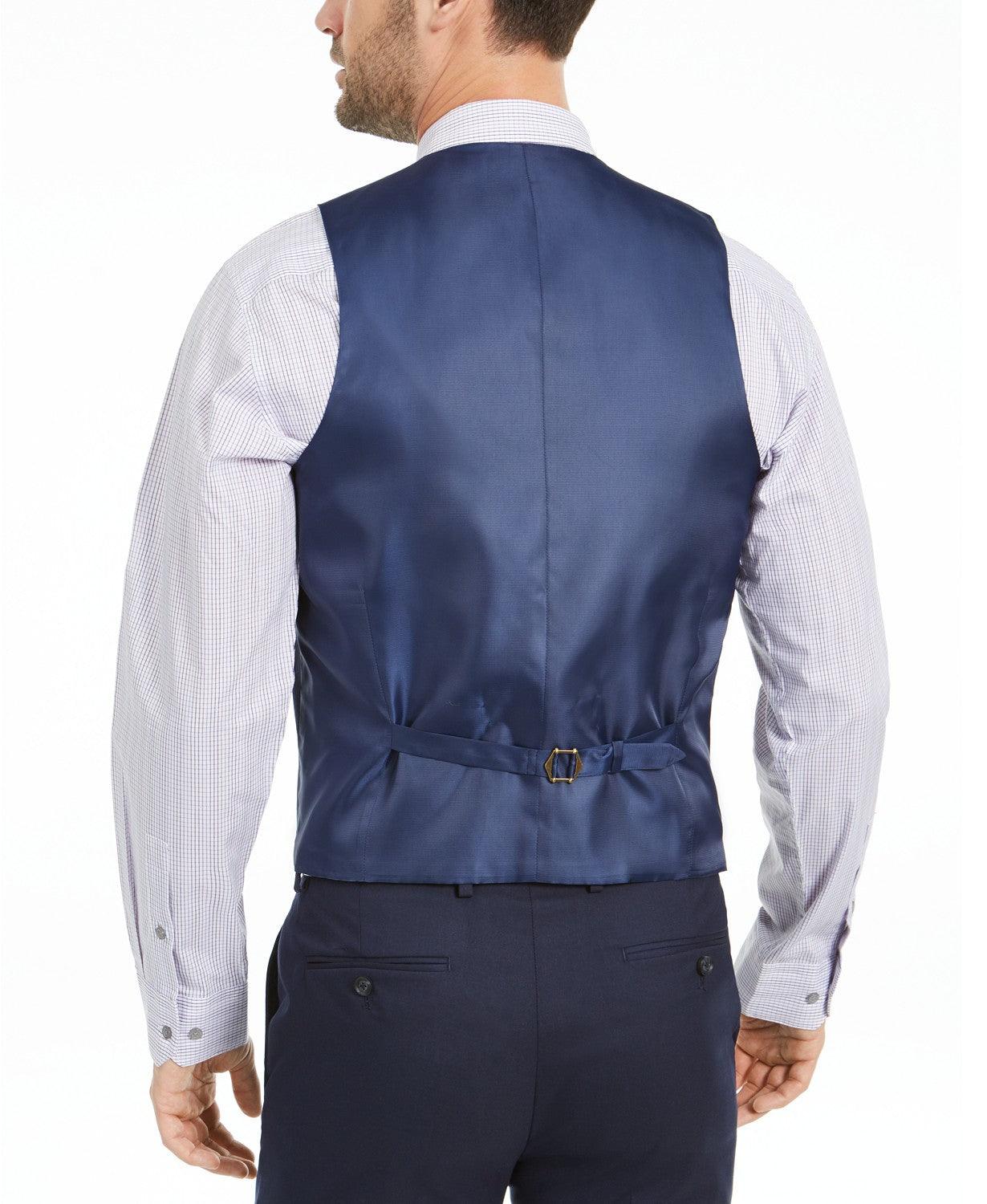 Alfani Mens Button-Up Suit Vest Large Blue Stretch