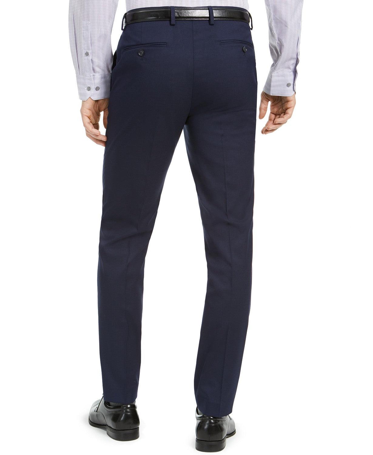 Alfani Mens Slim fit Dress Pants 34 / 30 Blue Solid Stretch