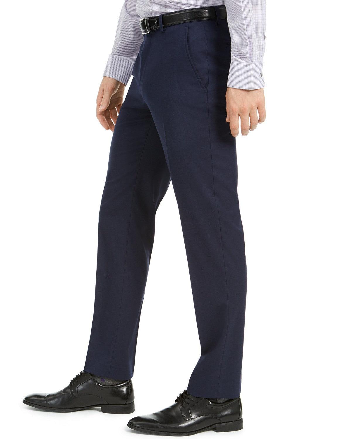 Alfani Mens Slim fit Dress Pants 34 / 30 Blue Solid Stretch