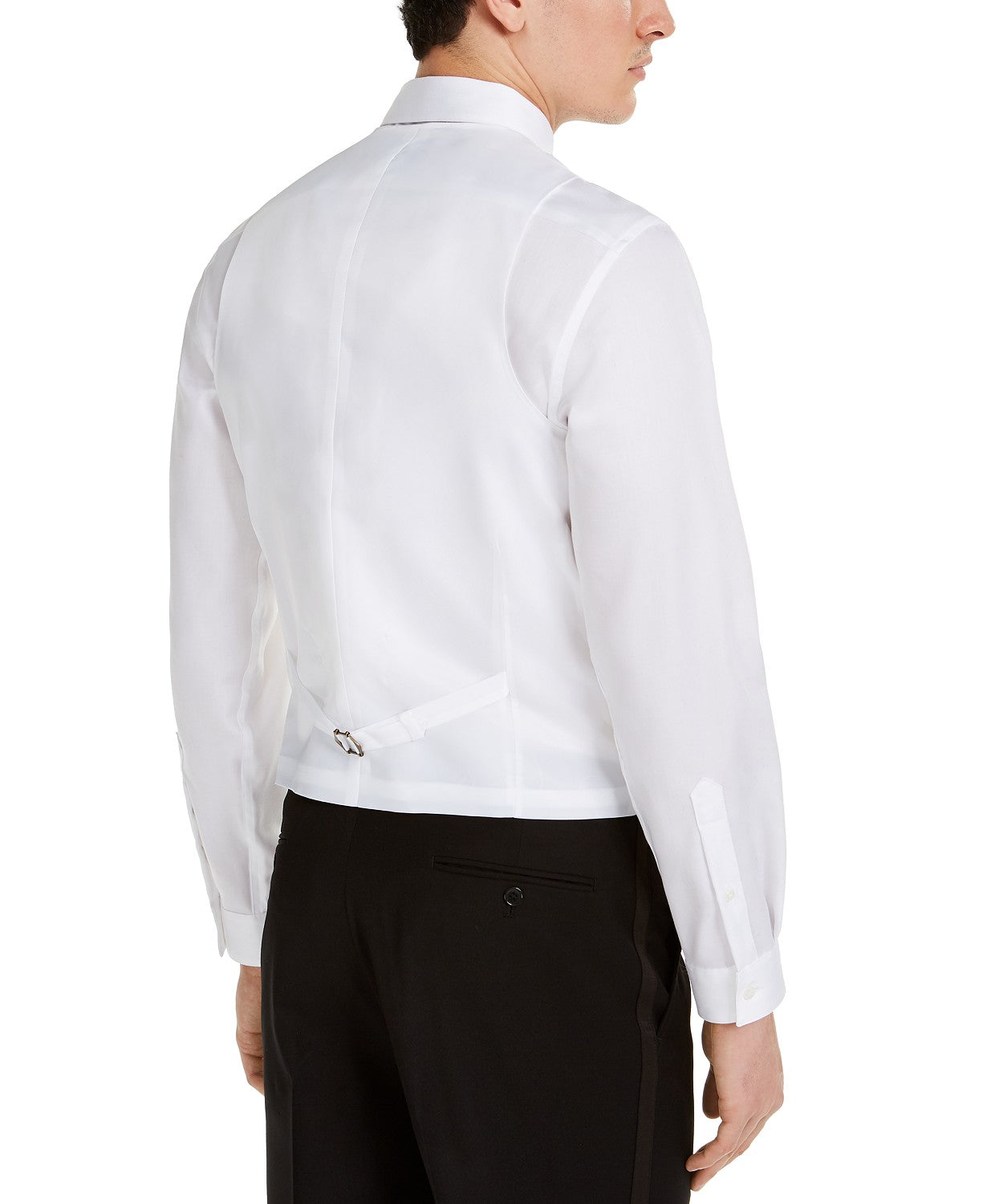 Alfani Mens Slim fit Button-Up Suit Vest Large White Solid Stretch