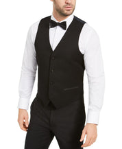 Alfani Mens Slim fit Button-Up Tuxedo Vest XL Black Solid Stretch