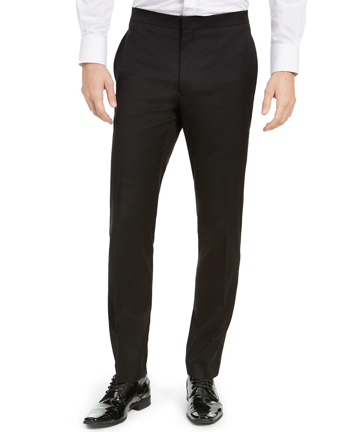 Alfani Mens Slim fit Tuxedo Pants 34 / 30 Black Solid Stretch