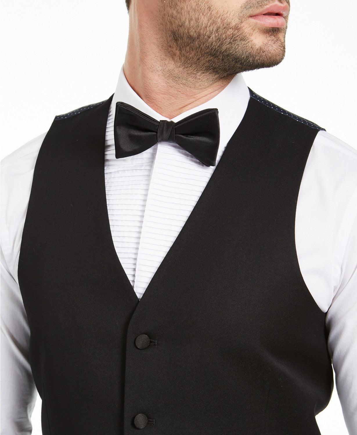 Alfani Mens Slim fit Button-Up Tuxedo Vest XL Black Solid Stretch