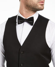 Alfani Mens Slim fit Button-Up Tuxedo Vest XL Black Solid Stretch
