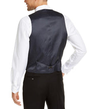 Alfani Mens Classic fit Button-Up Tuxedo Suit Vest Medium Black Solid Stretch