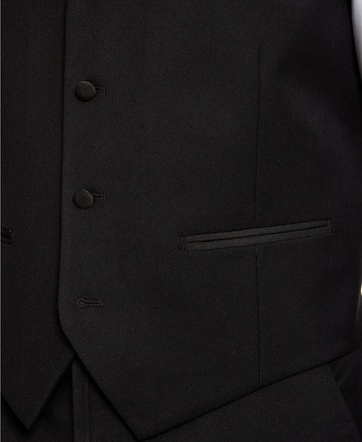 Alfani Mens Classic fit Button-Up Tuxedo Suit Vest Medium Black Solid Stretch