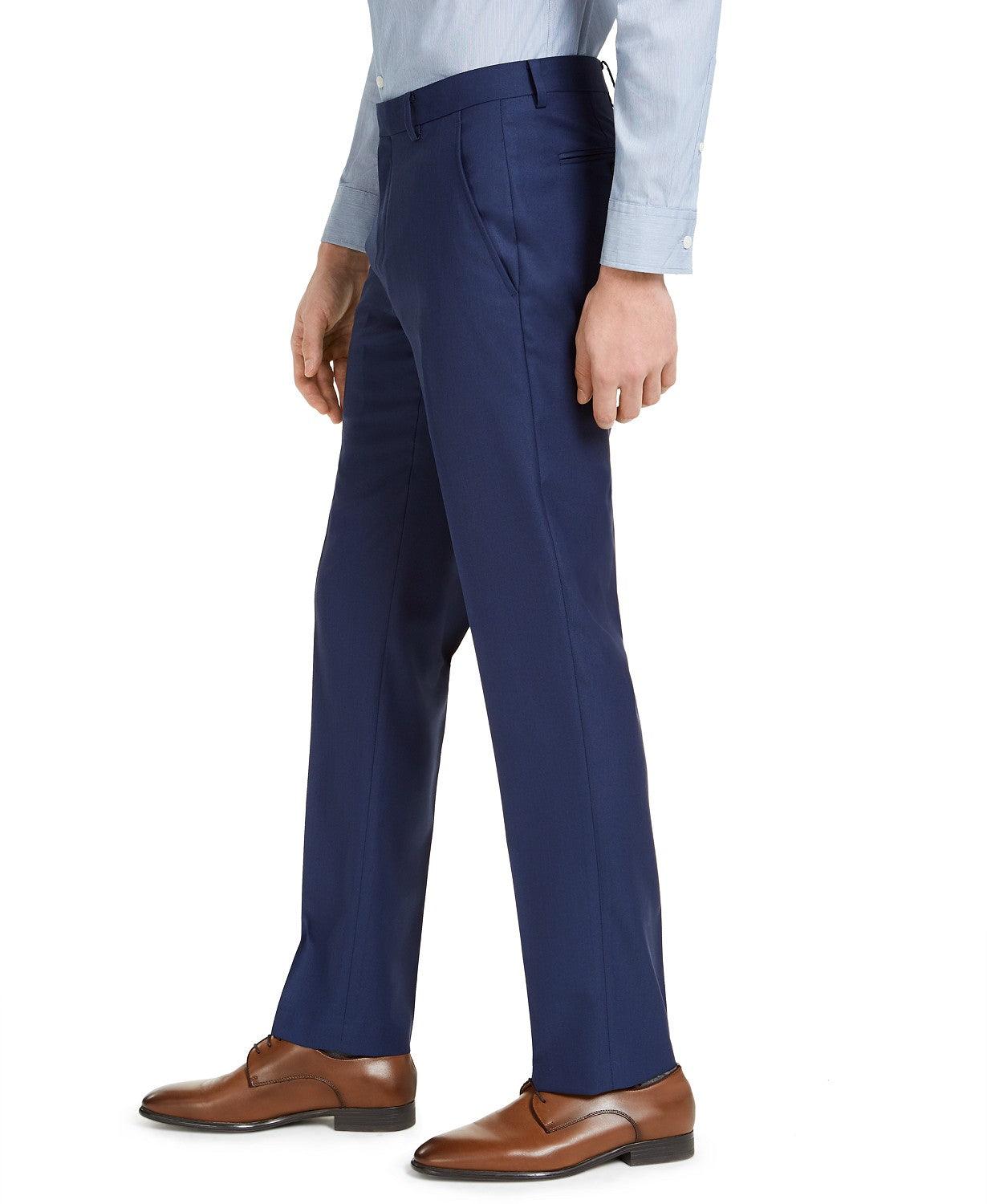 Alfani Mens Slim fit Dress Pants 32 / 30 Navy Blue Solid Stretch