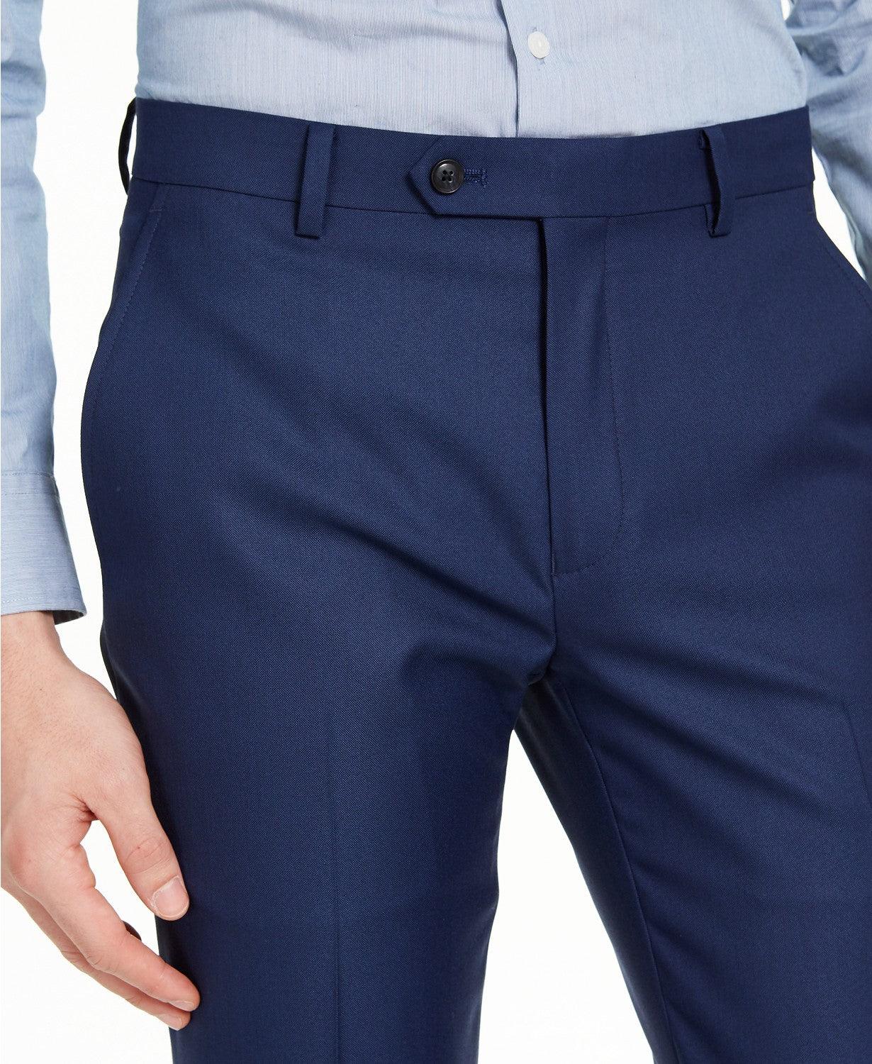 Alfani Mens Slim fit Dress Pants 32 / 32 Blue Solid