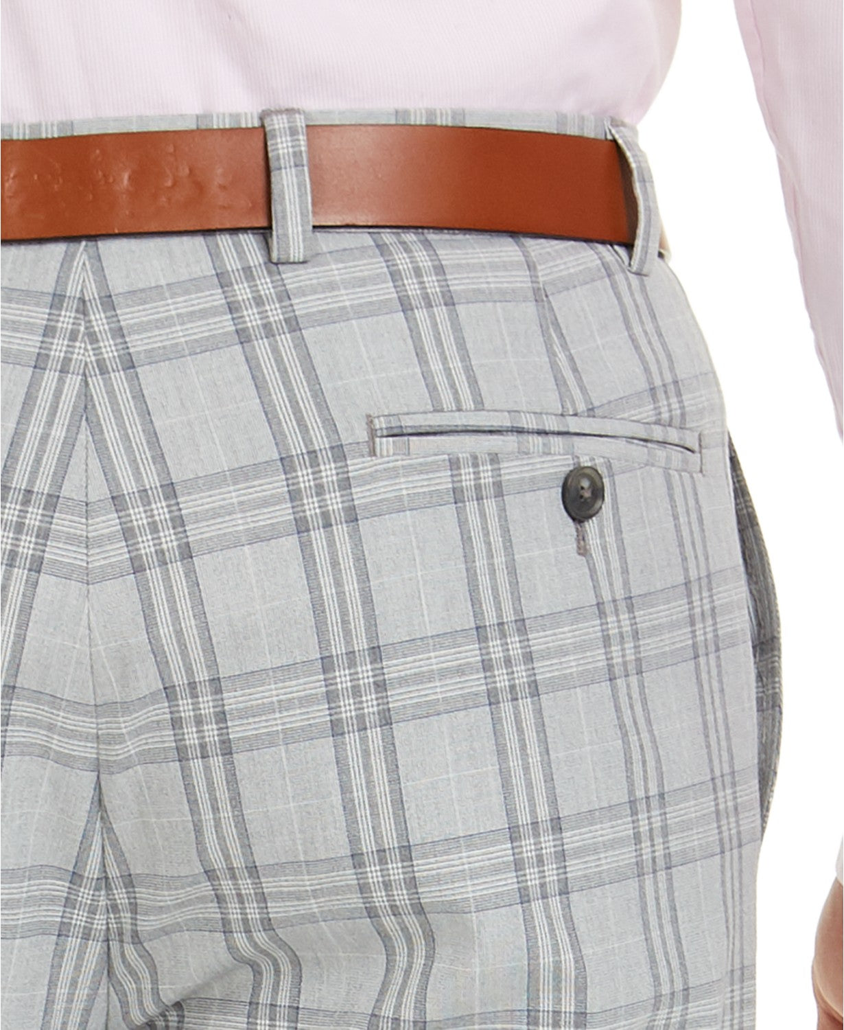 Tommy Hilfiger Men's Classic-Fit TH Flex Stretch Grey Plaid Dress Pants 32 x 30