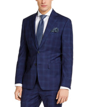 DKNY Men's Modern-Fit Stretch Suit Jacket Blue Plaid 38R