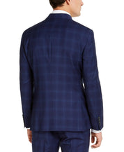 DKNY Men's Modern-Fit Stretch Suit Jacket Blue Plaid 38R